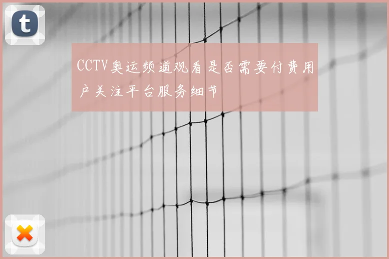 CCTV奥运频道观看是否需要付费用户关注平台服务细节